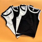 تاپ حلقه ای بیسیک سفید مشکی نواری