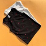 تاپ گلدوزی قلب سفید مشکی