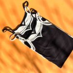 تاپ یقه دلبری نواری سفید مشکی