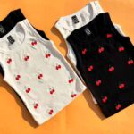 تاپ گلدوزی گیلاس سفید مشکی