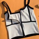 تاپ نواری زیپی سفید مشکی