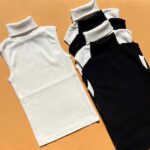 تاپ یقه اسکی سفید مشکی ج