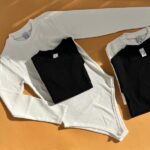 بادی یقه گرد ساده سفید مشکی