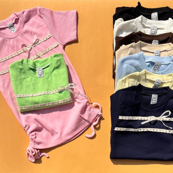 تیشرت گتدار مکرومه دوزی رنگی S